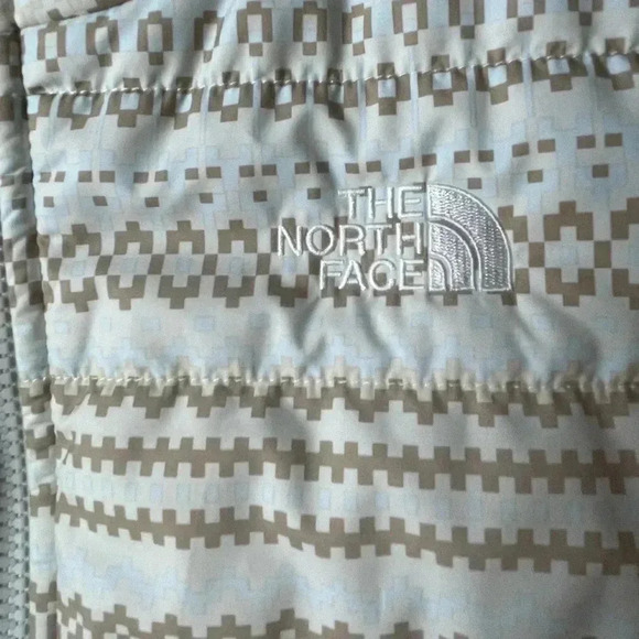 The North Face Reversible Girls Puffer Faux Fur Jacket Sz 18 Cream Ski Winter - Picture 5 of 12